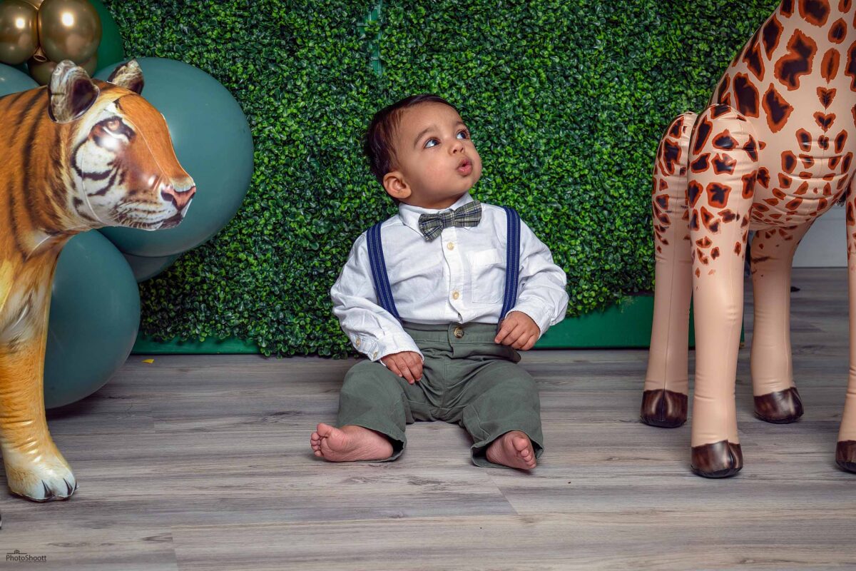 Baby boy at his first birthday portrait session