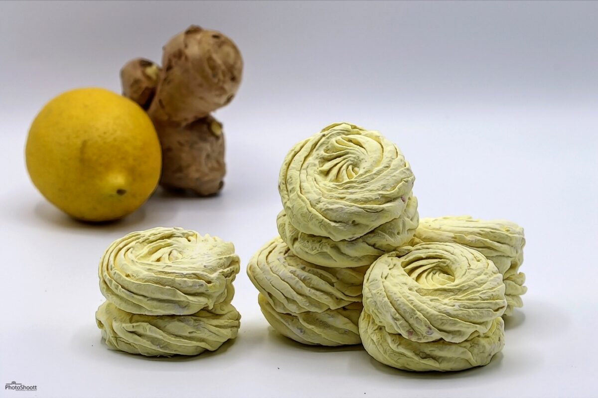 Lemon zephyr confections with whole lemons