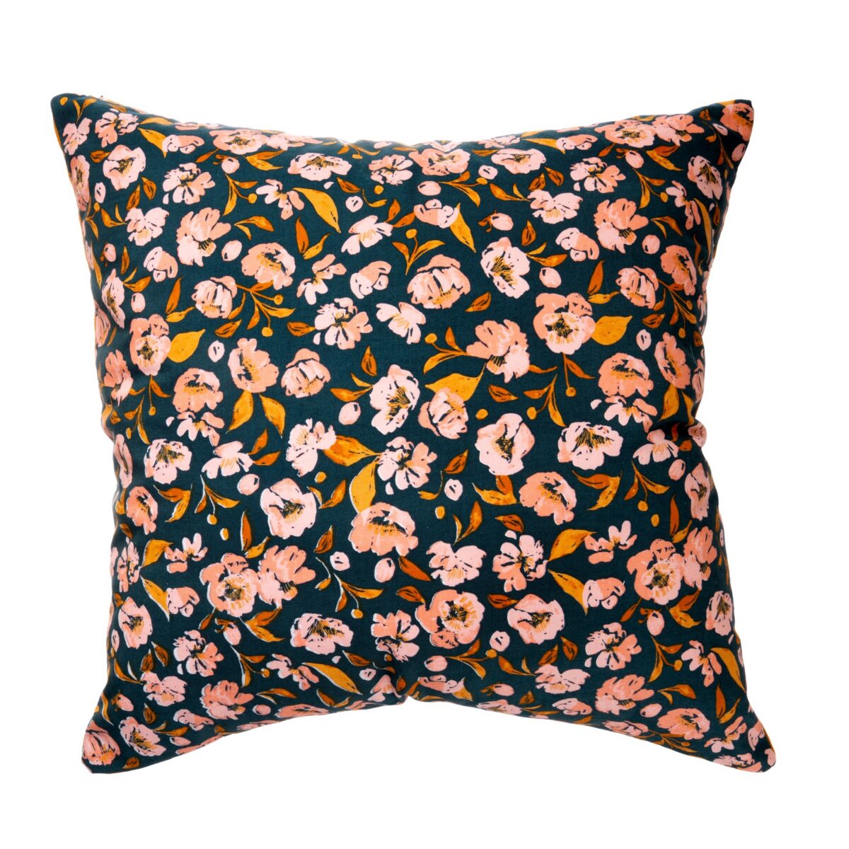 Floral throw pillow on a white background