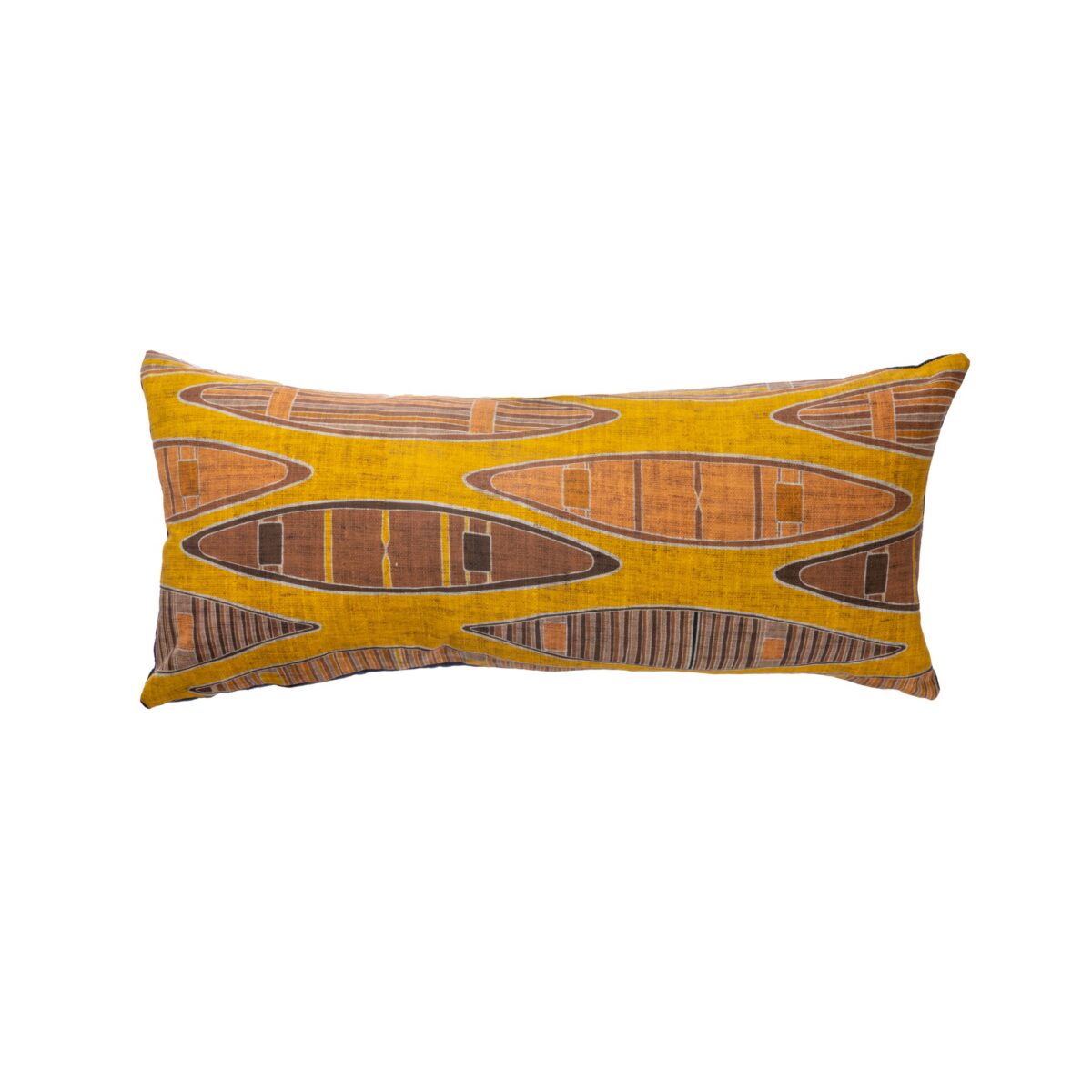 Embroidered lumbar pillow on a white background