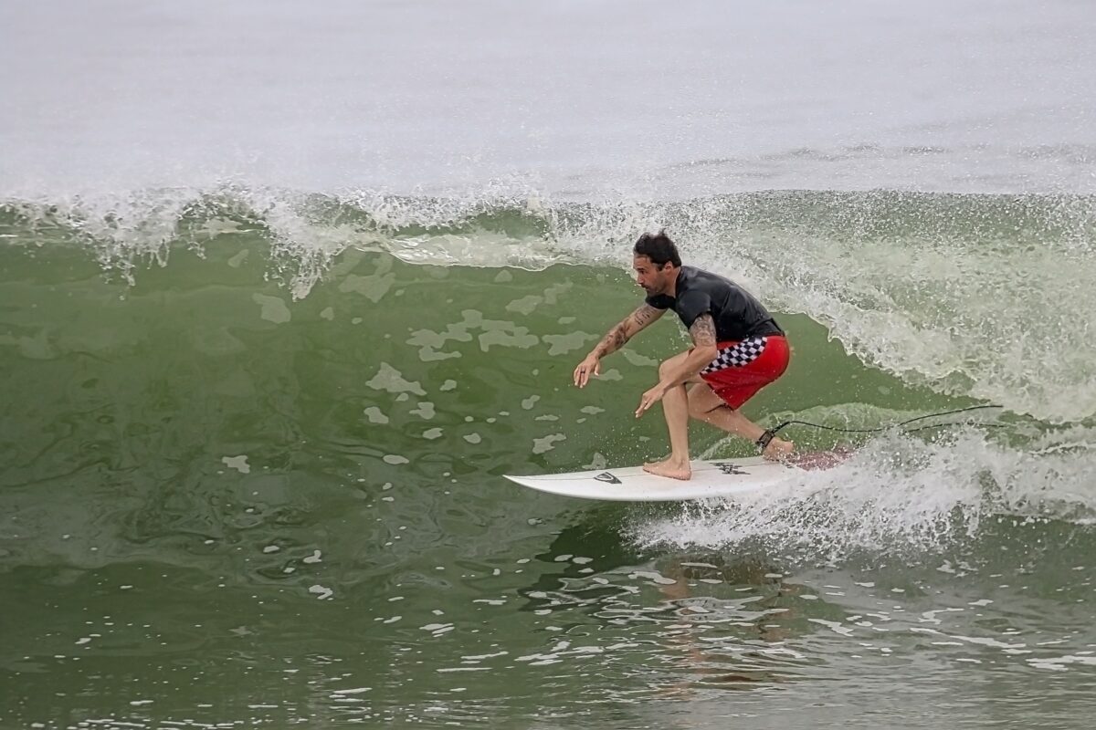 Surfer riding a wave