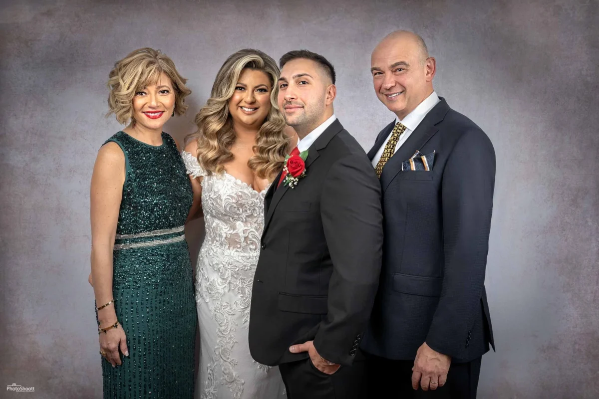 Guests posing together at a formal celebration